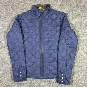 GoLite Quilted Down Jacket Womens Medium Blue Full Zip Floral Lined Lightweight